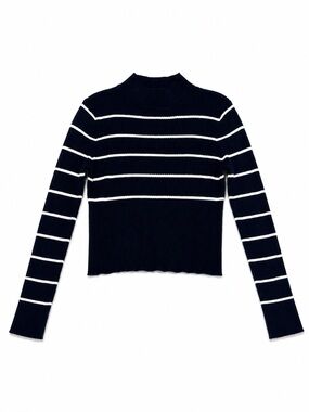 The Slope Black & White Striped Cropped Sweater – Size XL